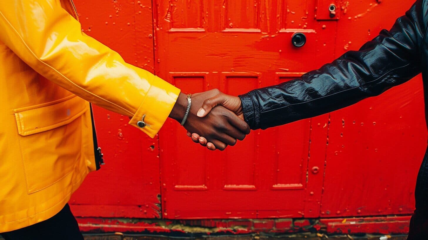 Two people's hands shaking one another